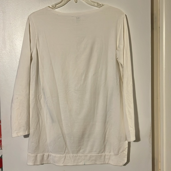 Matthildur white w/contrast stitching long sleeve top with boat neck - Picture 6 of 8